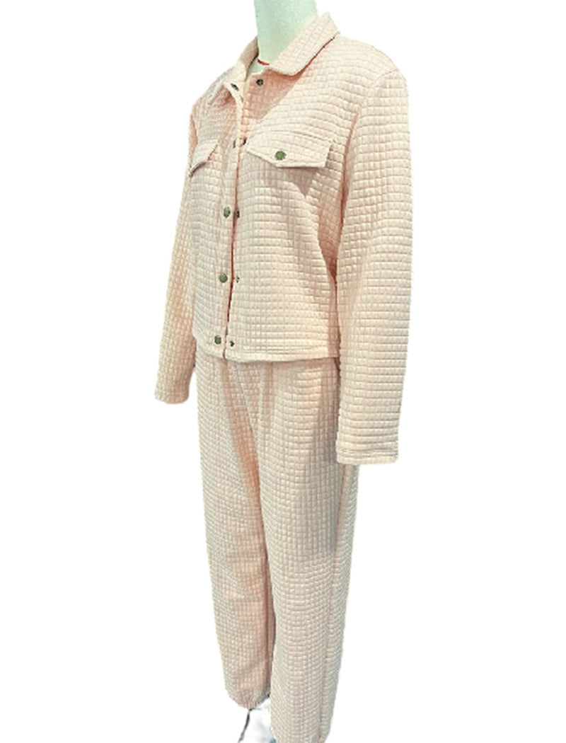 Waffle Textured Two-Piece Jogger Set