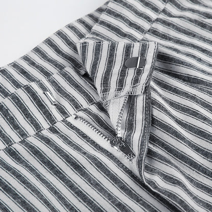 Striped Straight-Leg Casual Pants