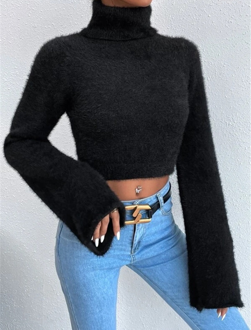 High-Neck Fitted Sweater