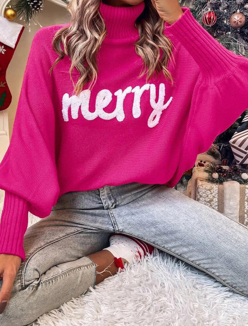 Oversized &quot;Merry&quot; Turtleneck Sweater