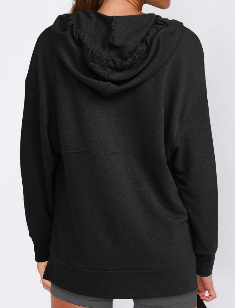 Relaxed Hoodie with V-Neckline Top