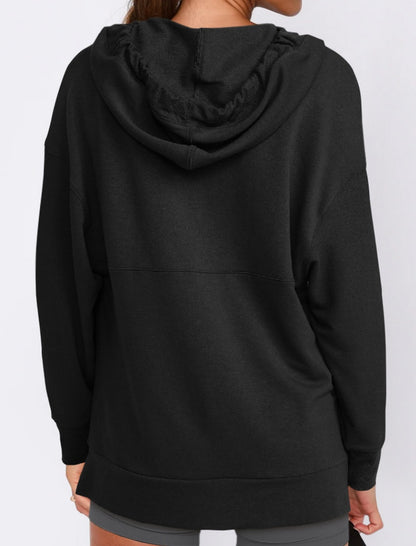 Relaxed Hoodie with V-Neckline Top