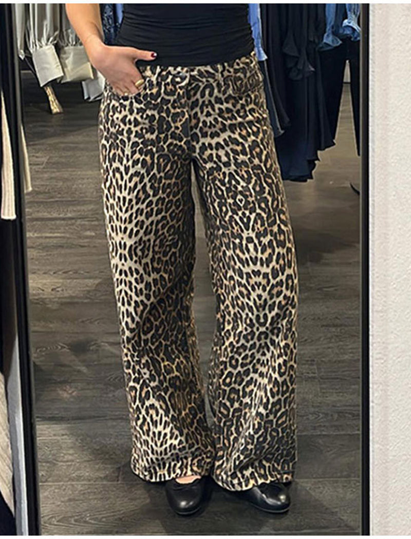 Leopard Print Wide Leg Pants