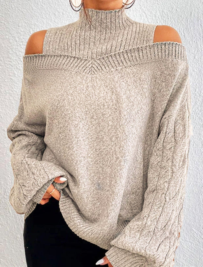 Cold Shoulder Turtleneck Sweater