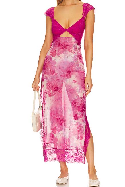 Floral Lace Cutout Maxi Dress