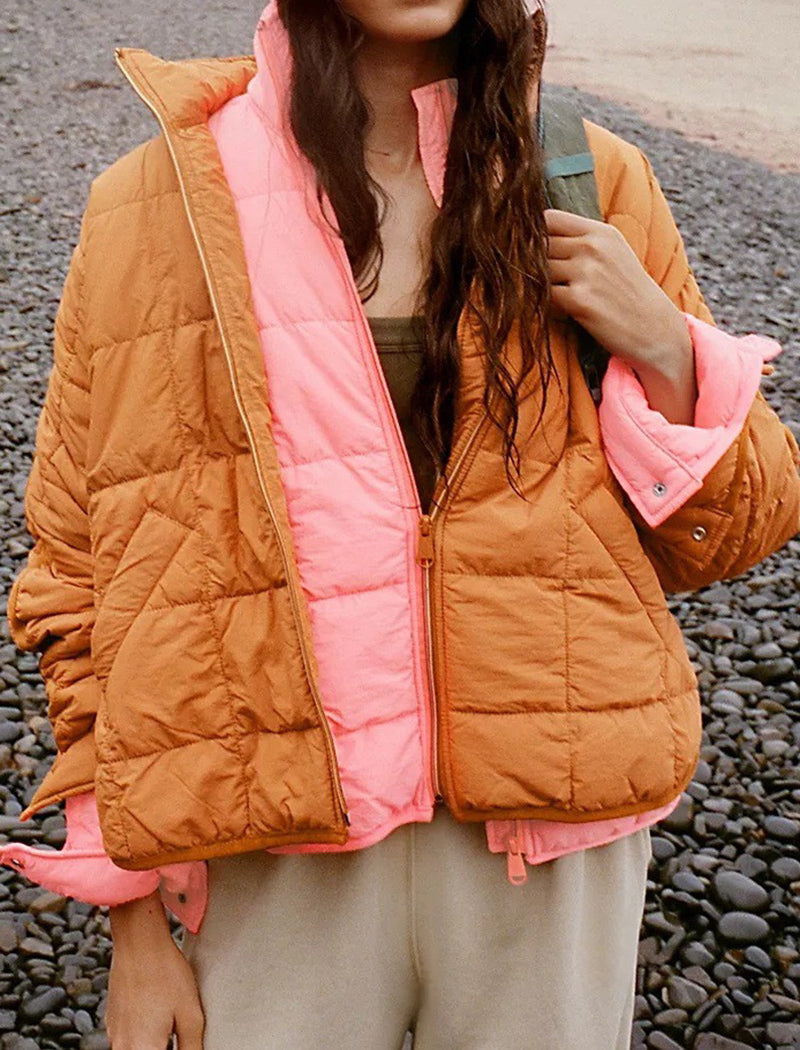 Oversized Puffer Jacket with Zipper