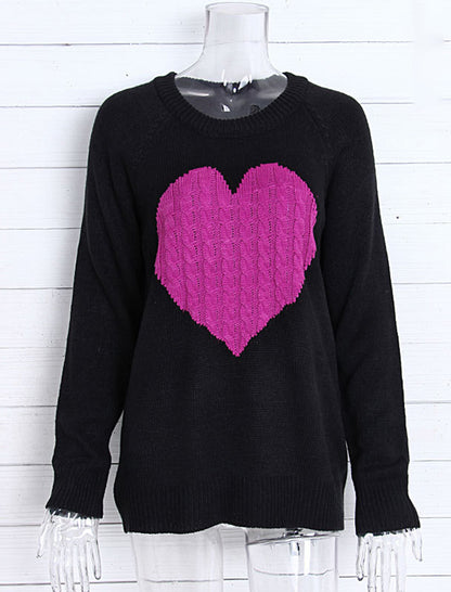 Knit Sweater with Heart Pattern