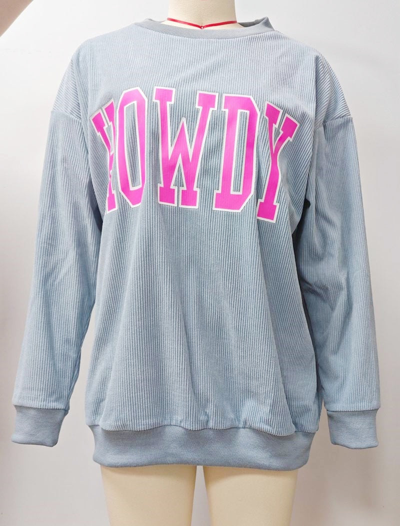 Oversized &quot;Howdy&quot; Graphic Sweater