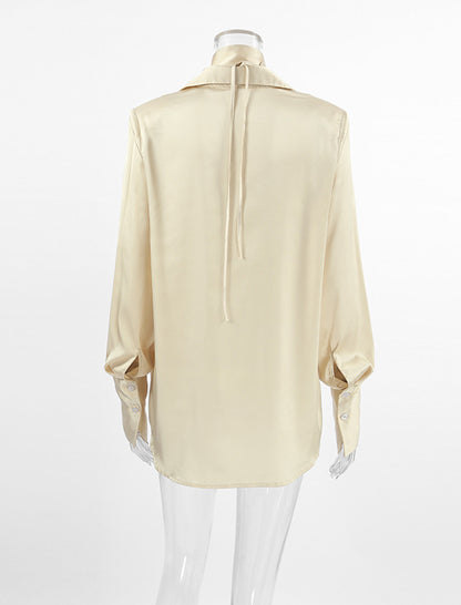 Tie-Front Satin Shirt