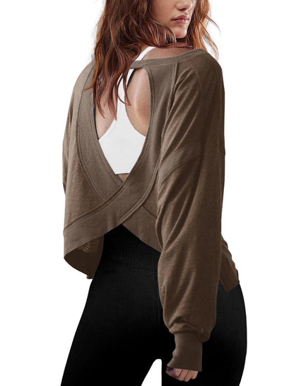 Oversized Long-Sleeve Cutout Top