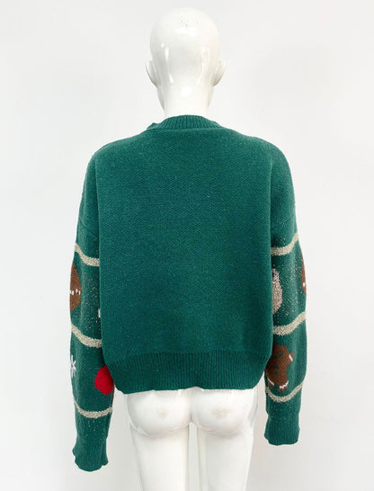 Festive Knit Sweater with Holiday Motifs