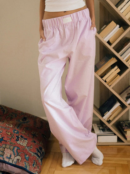 Plaid Mid-Rise Pants