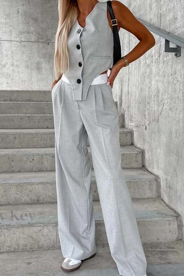 Button-Front Vest and Pants Set