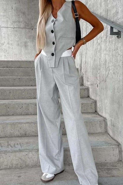 Button-Front Vest and Pants Set