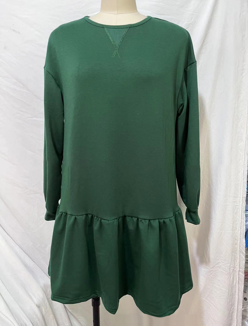 Drop Waist Long-Sleeve Casual Dress