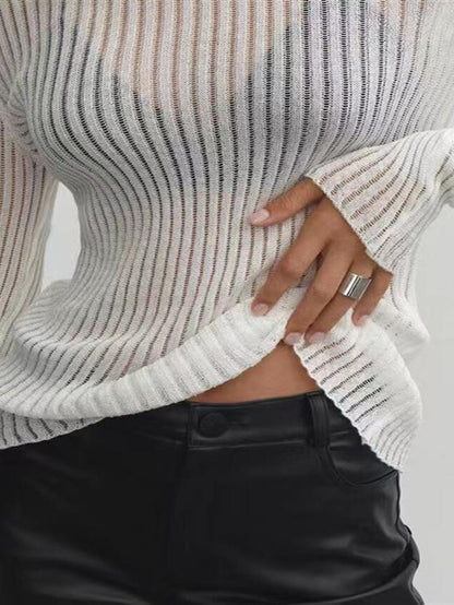 Sheer Striped Knit Top