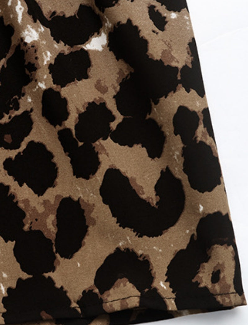 Leopard Print One-Shoulder Tie Dress