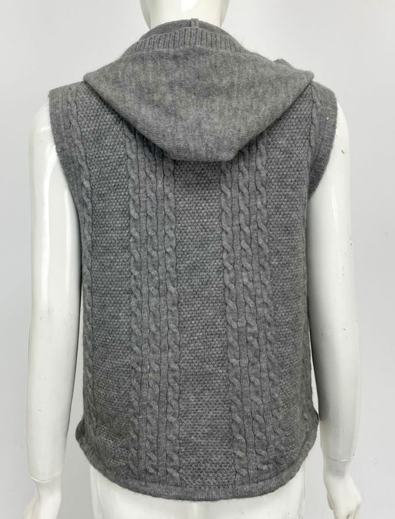 Cable-Knit Button-Up Sleeveless Vest