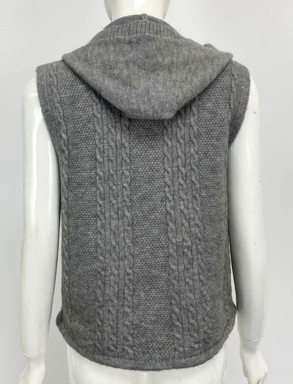 Cable-Knit Button-Up Sleeveless Vest