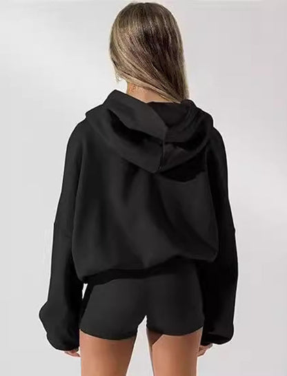 Cropped Hoodie with Zip Front