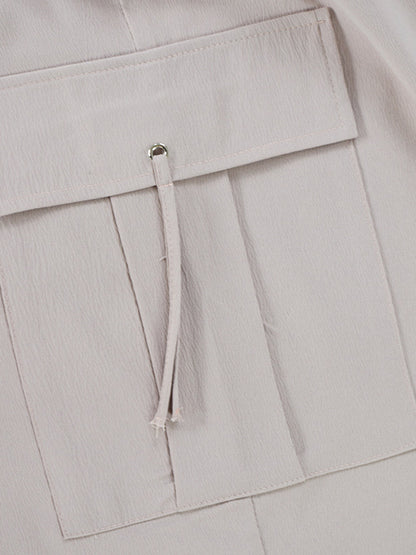 Drawstring Cargo Midi Skirt