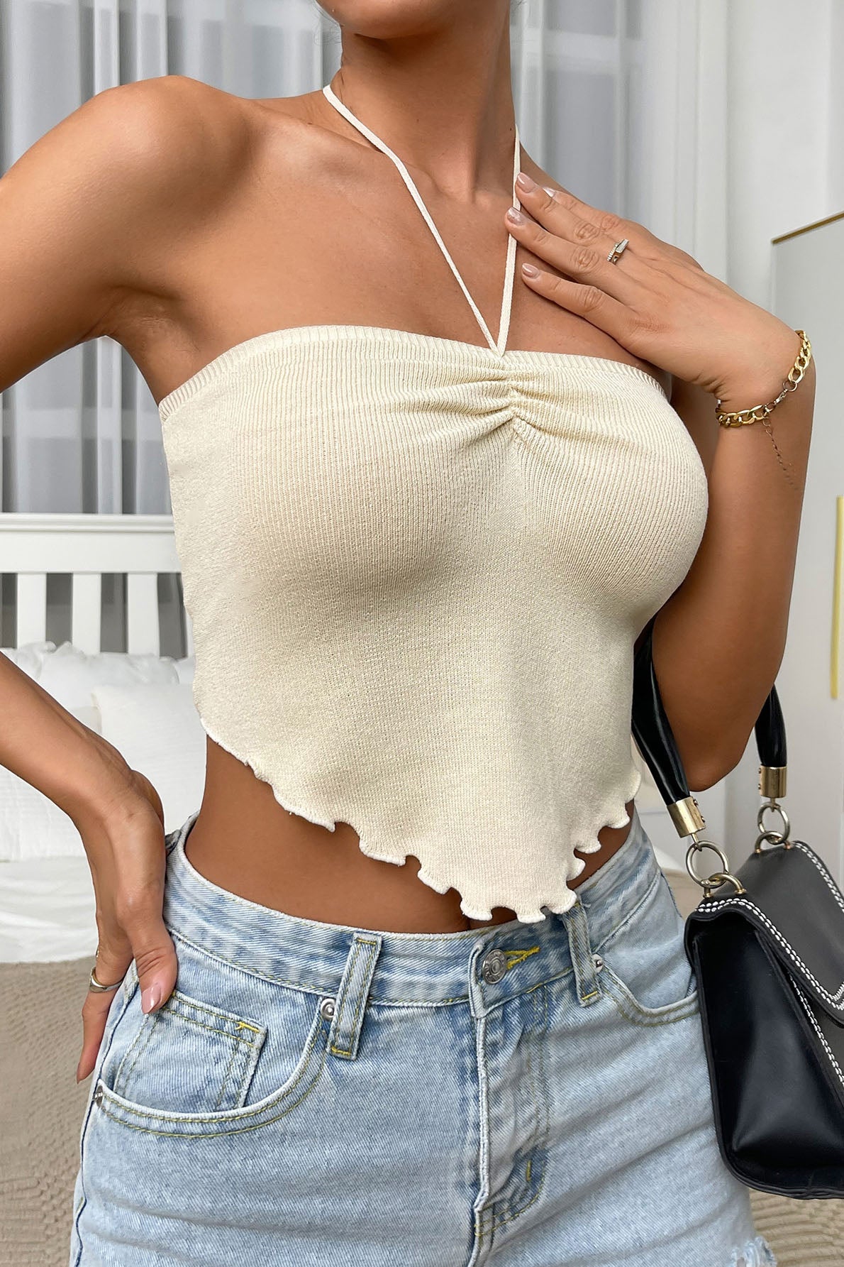 Solid Knit Crop Tube Top