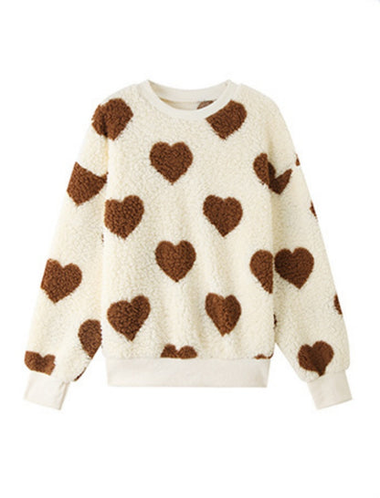 Heart-Print Fuzzy Top