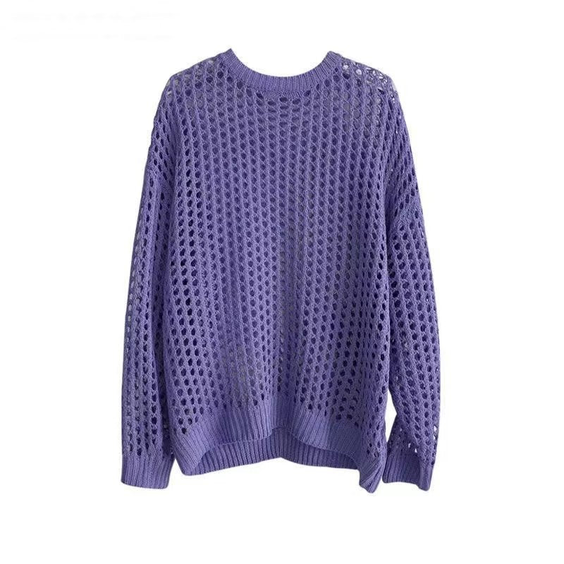 Open-Knit Long-Sleeve Top