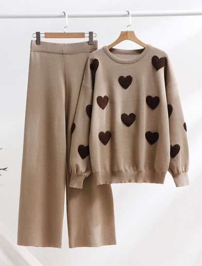 Knitted Two-Piece Set with Heart Detail