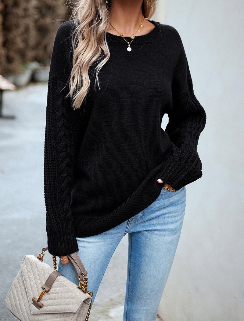 Crew Neck Long Sleeve Knit Sweater