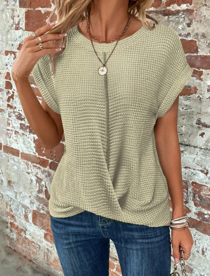 Short-Sleeve Knit Casual Top