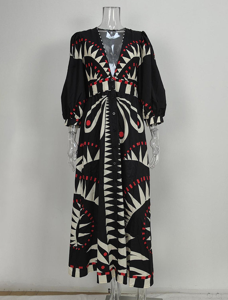 Abstract Print Maxi Dress