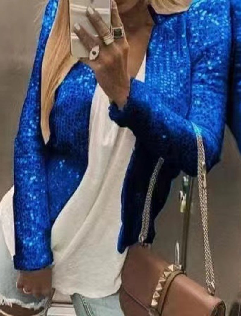 Sequin Embellished Open Jacket