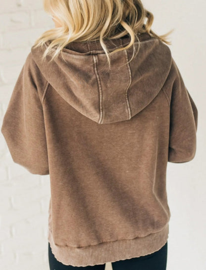 Half-Zip Casual Hoodie with Kangaroo Pocket