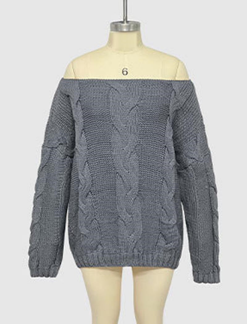 Off-Shoulder Knit Oversized Sweater