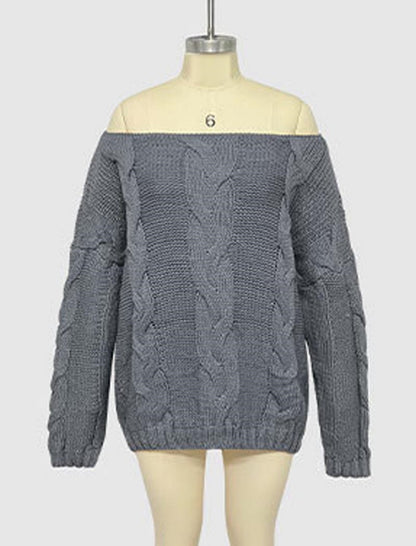 Off-Shoulder Knit Oversized Sweater