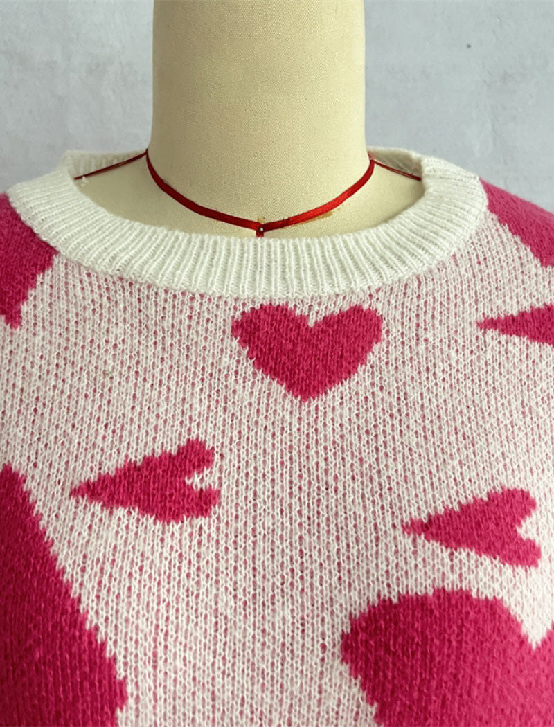 Heart Pattern Knit Sweater