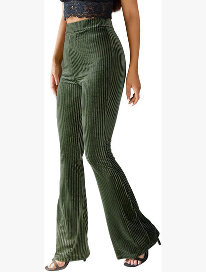 Velvet High-Waist Flared Pants