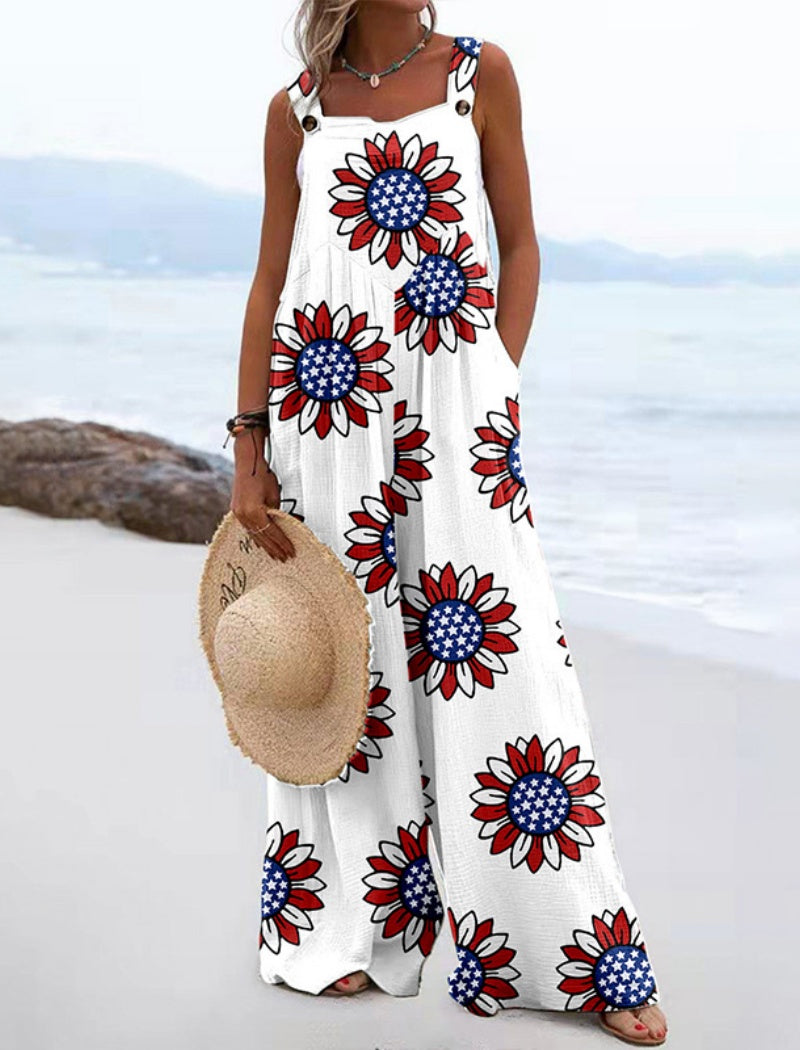 Floral Print Wide-Leg Jumpsuit