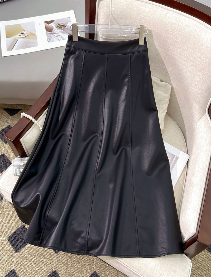 High-Waisted Pleated A-Line Skirt