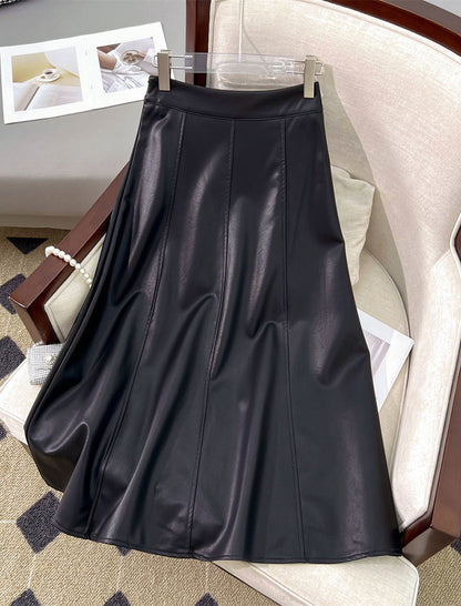 High-Waisted Pleated A-Line Skirt