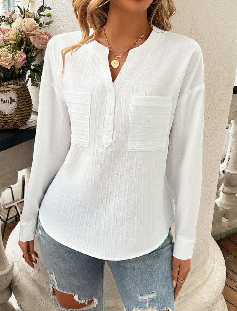 V-neck Casual Solid Color Pullover