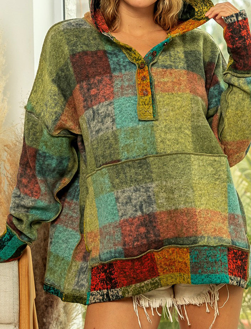 Multicolor Patchwork Oversized Hoodie