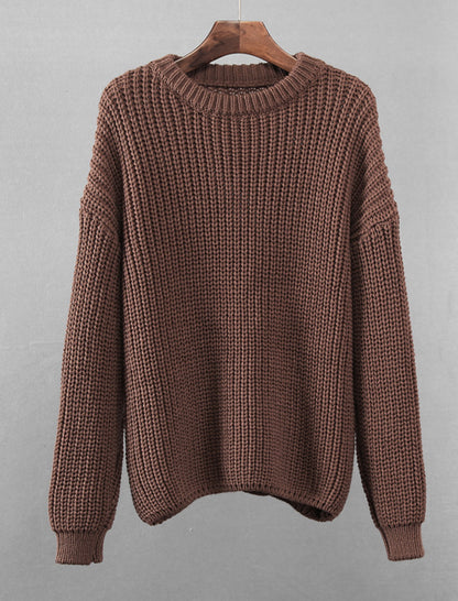 Casual Knit Long Sleeve Round Neck Sweater