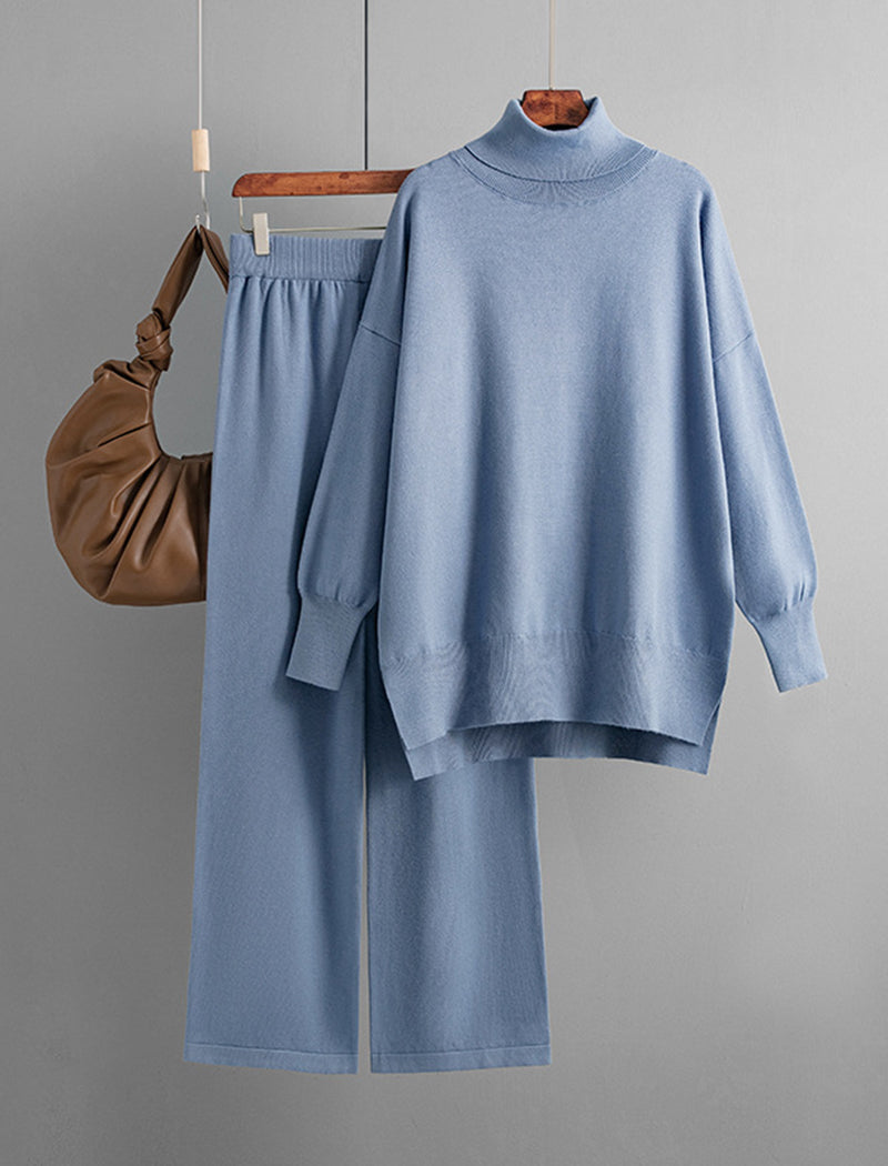 Oversized Turtleneck Sweater and Wide-Leg Pants Set