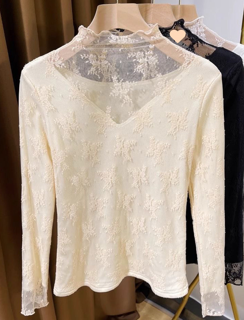 Floral Lace Mock Neck Top