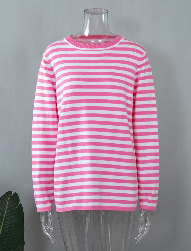 Crewneck Striped Knit Pullover