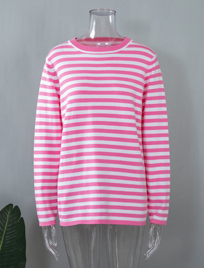 Crewneck Striped Knit Pullover