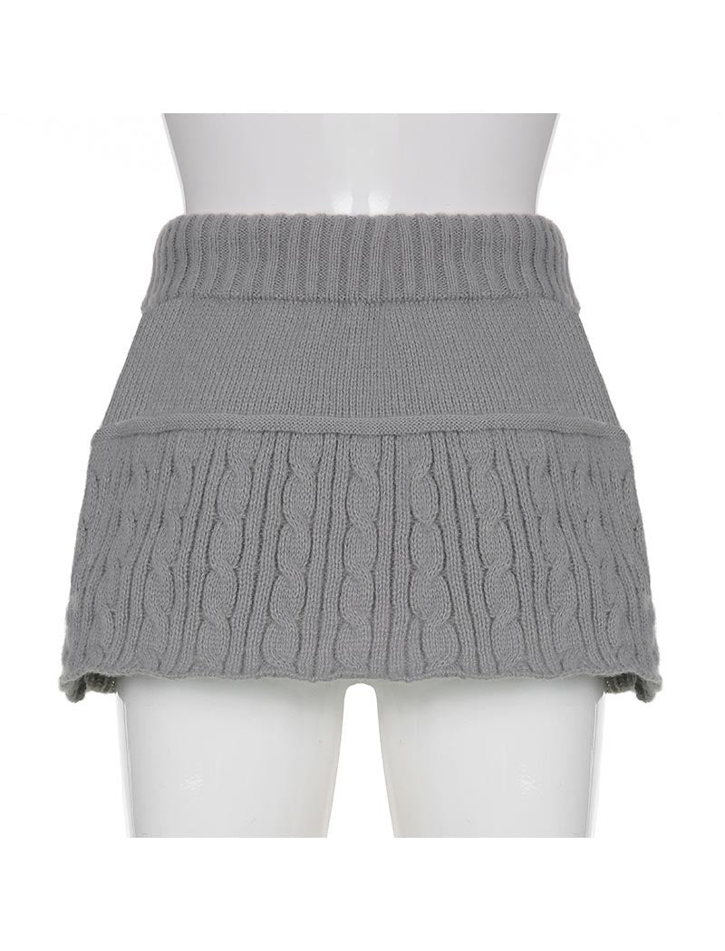 Cable Knit Pom-Pom Mini Skirt