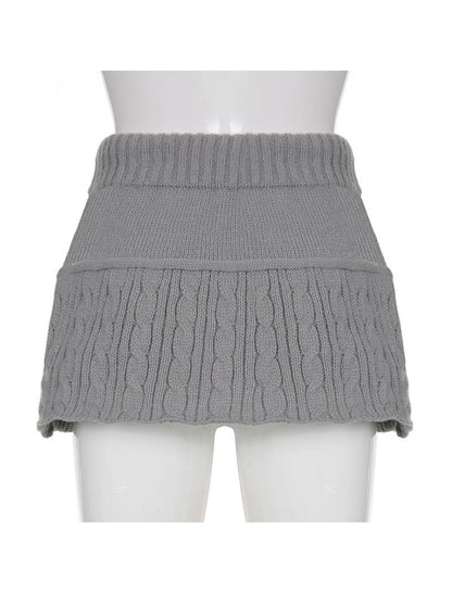 Cable Knit Pom-Pom Mini Skirt